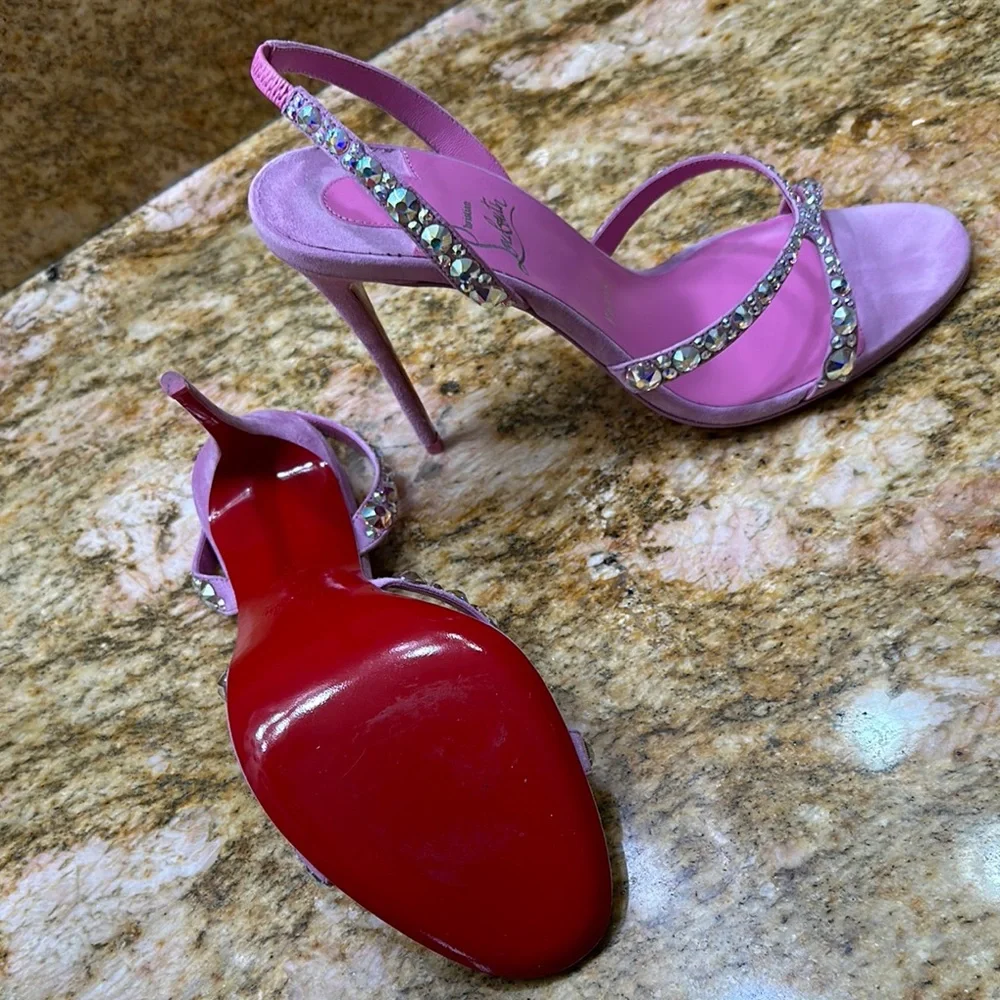 Christian Louboutin Pink Embellished Heels - Picture 8 of 11